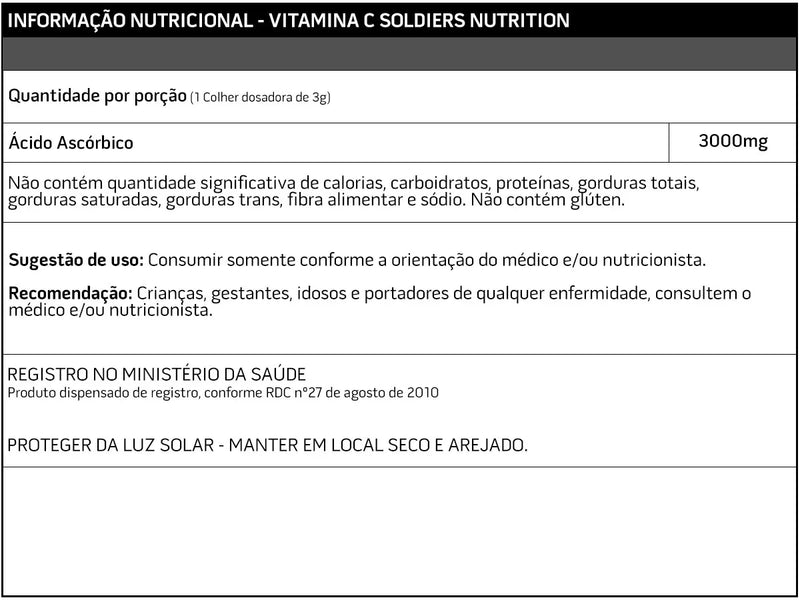 Kit: Creatine Monohydrate 1Kg + Glutamine 500g + Vitamin C Powder 500g-Imported Pure 100%-Soldiers Nutrition